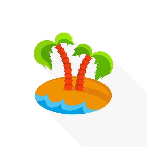 Плоская икона острова с пальмами — стоковый вектор