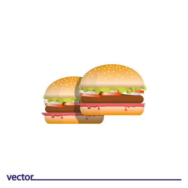 Ikon hamburger pada latar belakang putih - Stok Vektor