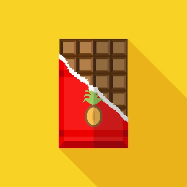 Ícone plano da barra de chocolate — Vetor de Stock