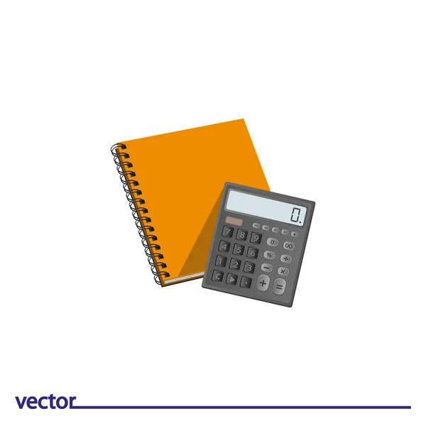 Icon of calculator and notebooks — Stock Vector