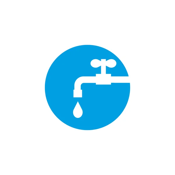 Flache Ikone des Wasserhahns mit einem Tropfen — Stockvektor