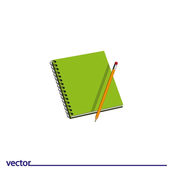 Ícone de lápis e bloco de notas — Vetor de Stock