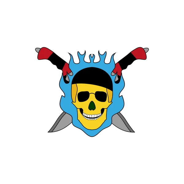 Icona del cranio con coltelli — Vettoriale Stock