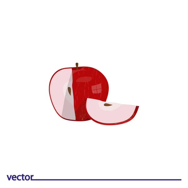 Ikona červeného jablka — Stockový vektor