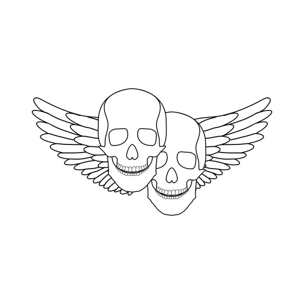 Pictogram van schedels met vleugels — Stockvector