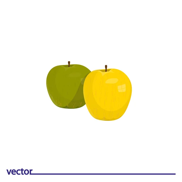 Icône de pomme verte et jaune — Image vectorielle