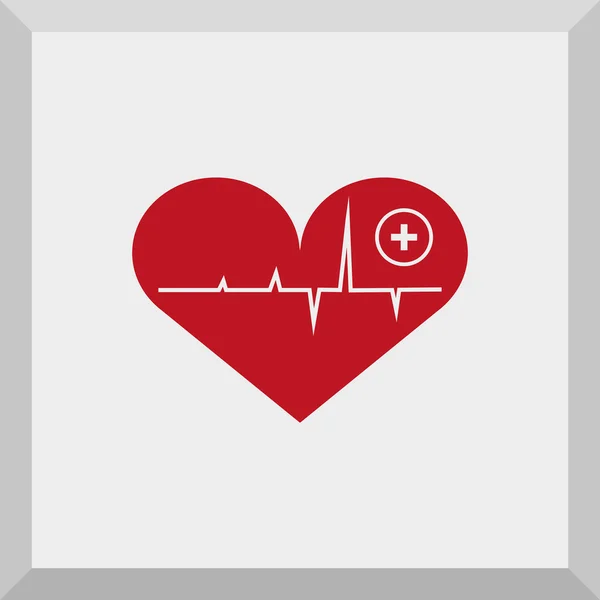 Ikone des Herzens mit Puls — Stockvektor