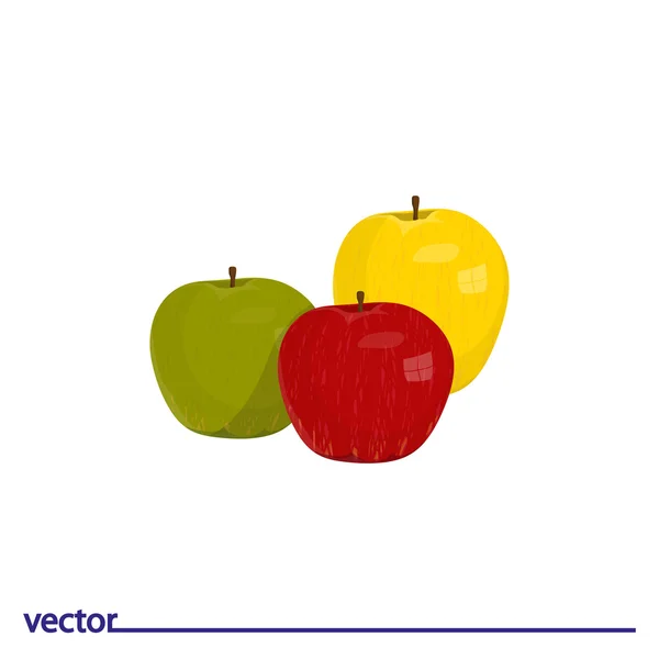 Icône de pommes rouges, vertes et jaunes — Image vectorielle