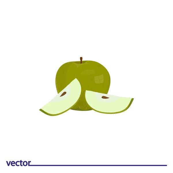 Icon of green apple — Stock Vector