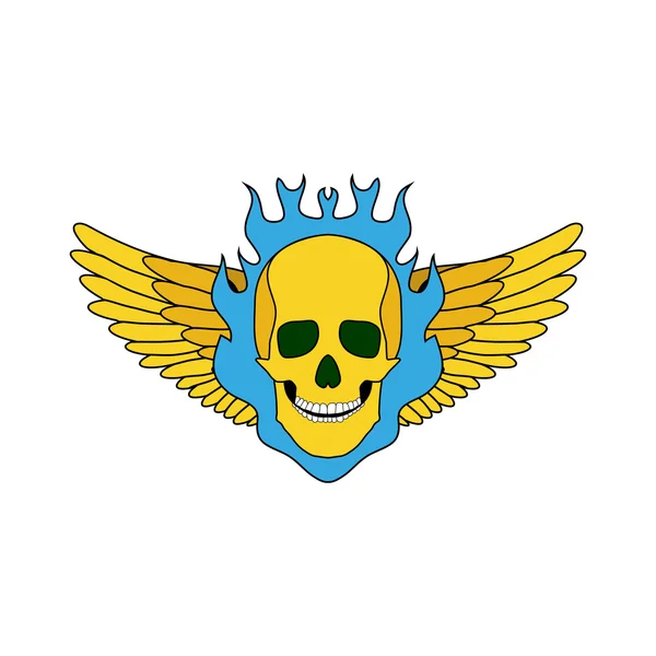 Ikone des Totenkopfes mit Flügeln — Stockvektor