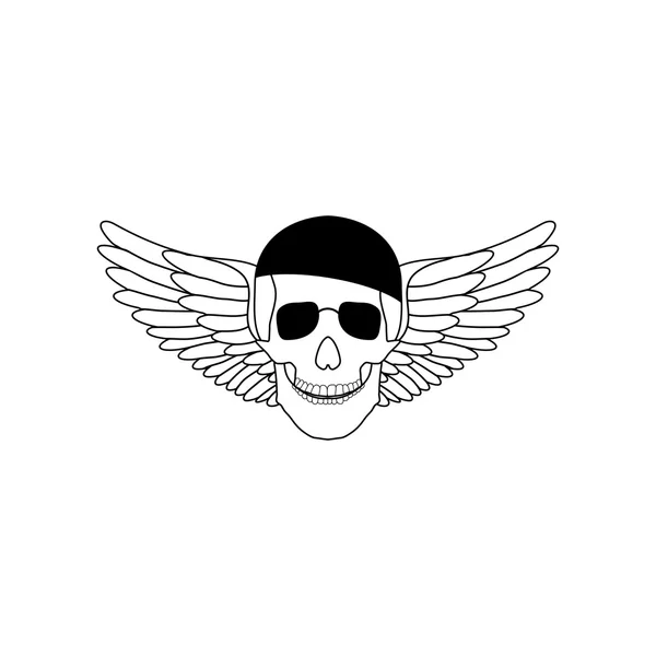 Ikone des Totenkopfes mit Flügeln — Stockvektor