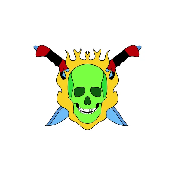 Icona del cranio con coltelli — Vettoriale Stock
