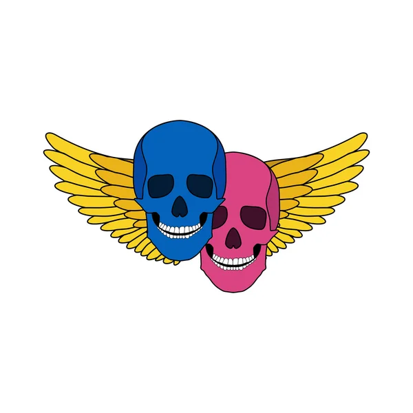 Icono de cráneos con alas — Vector de stock