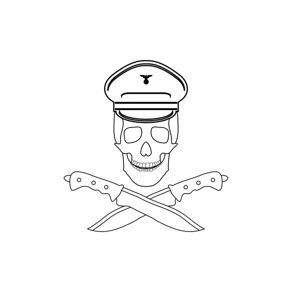 Icono de cráneo con cuchillos — Vector de stock