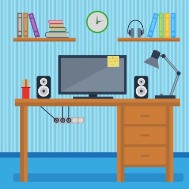 Çalışma alanı ofiste bilgisayar ile