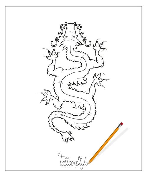 Ilustração da tatuagem do dragão —  Vetores de Stock