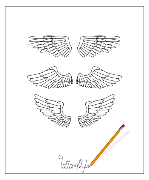 纹身的翅膀图 — 图库矢量图片