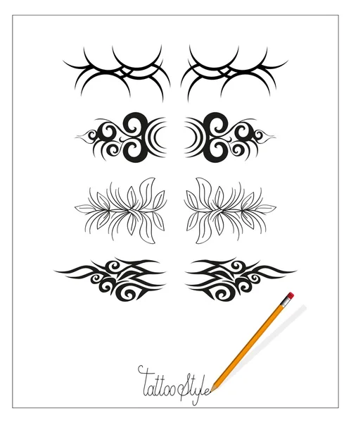 Reeks van artistieke tribal tattoos — Stockvector