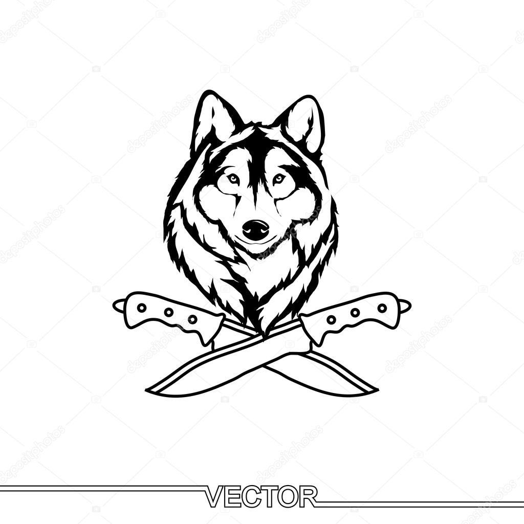 Icon of wolf head with knives.