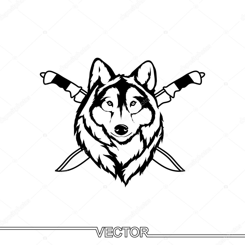 Icon of wolf head with knives.