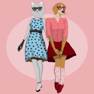 hipsters kedi ve köpek