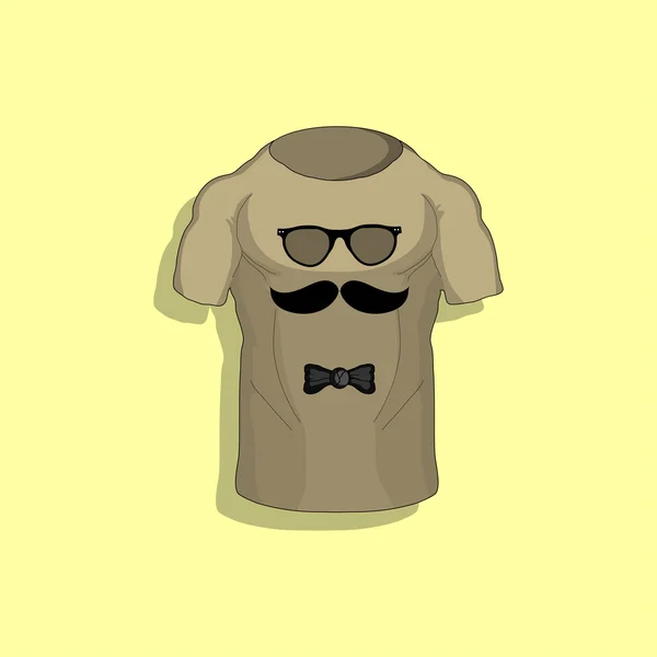 Brille und Schnurrbart auf T-Shirt — Stockvektor