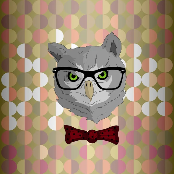 眼镜的时髦猫头鹰 — 图库矢量图片