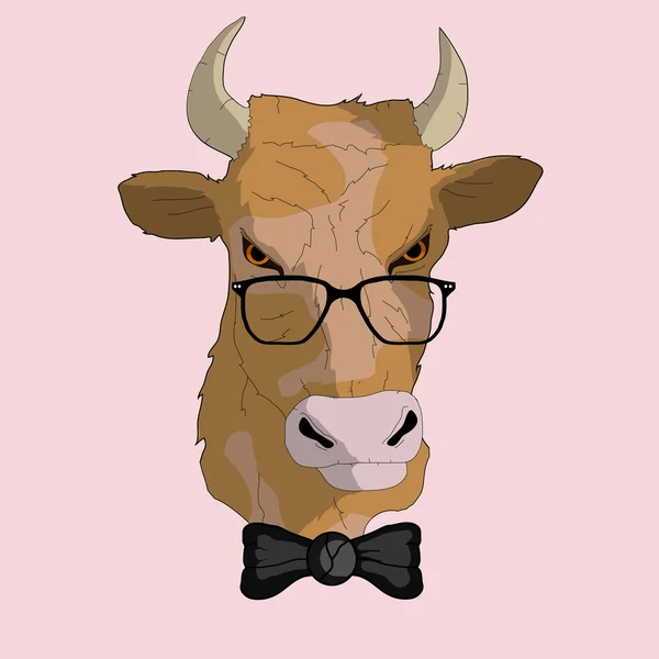 Hipster Bull v brýlích — Stockový vektor