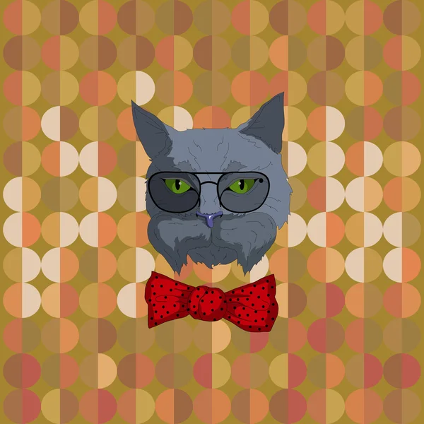 Hipster kat In glazen — Stockvector