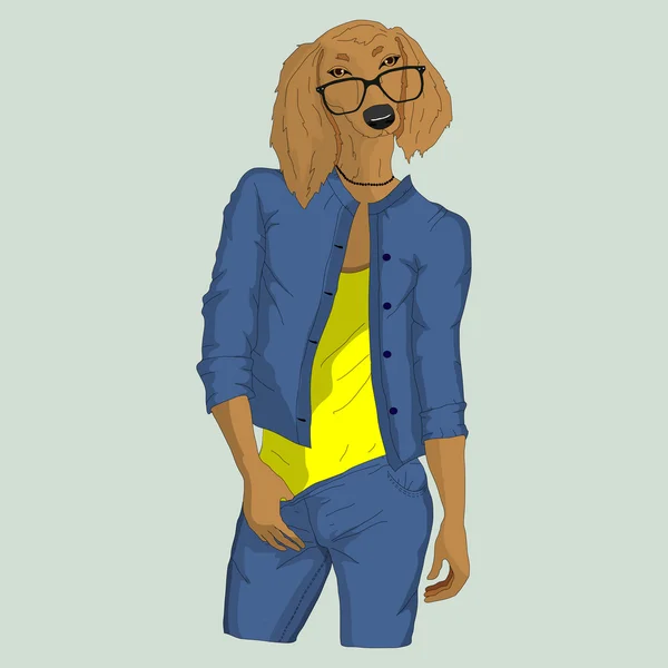 Hipster perro en gafas — Vector de stock