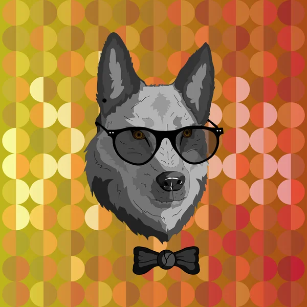 Hipster Wolf mit Brille — Stockvektor