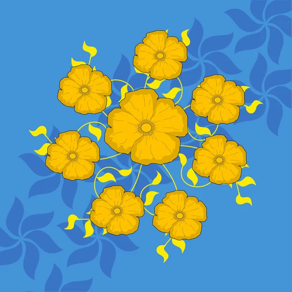 Yellow decorative flowers — Stock Vector