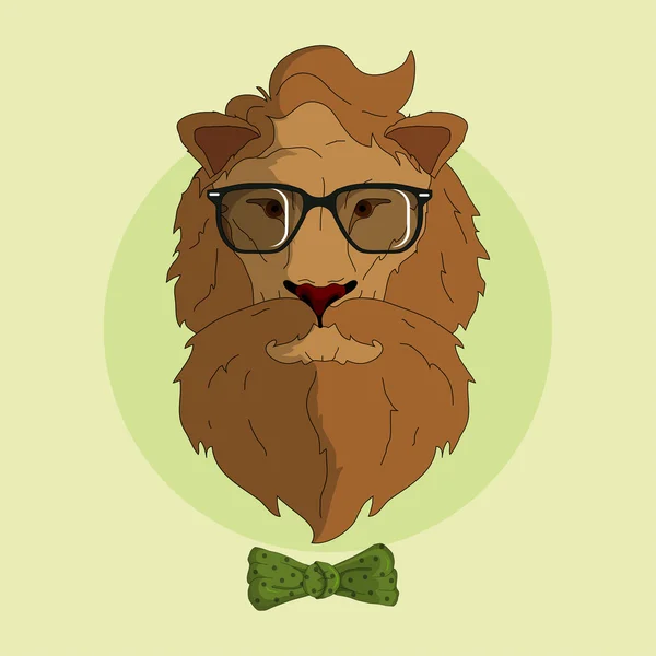 Хипстерский лев в очках — стоковый вектор