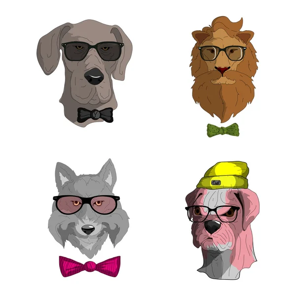 Grupo de animais hipsters —  Vetores de Stock