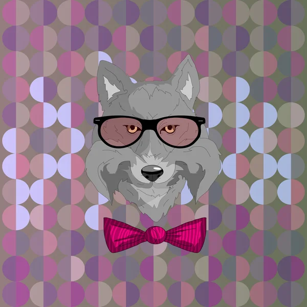 Loup hipster dans des lunettes — Image vectorielle