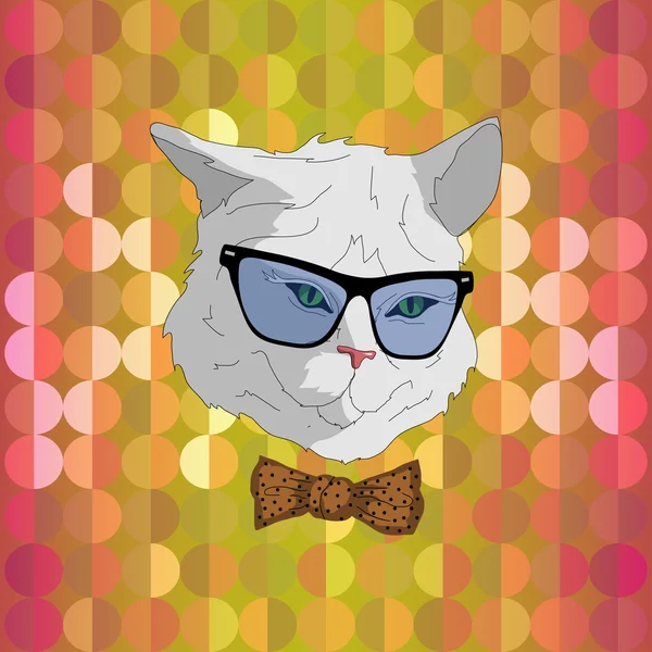 Hipster kat met brillen — Stockvector