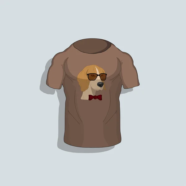 Hipster hund på t-tröja — Stock vektor