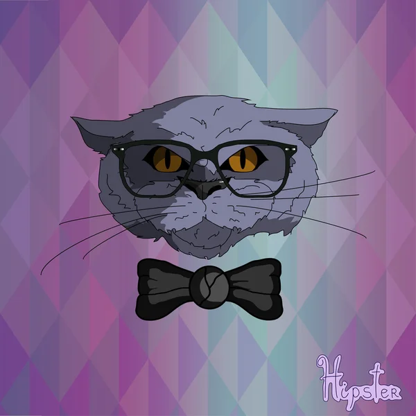 Chat hipster avec lunettes — Image vectorielle