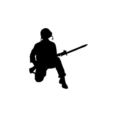 Askerin siluet siyah