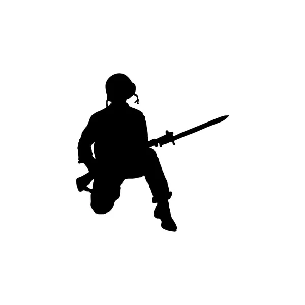 Silhouette noire de soldat — Image vectorielle