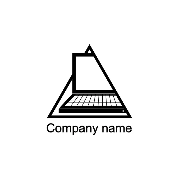 Logotipo del ordenador portátil con lugar para el nombre de la empresa — Vector de stock