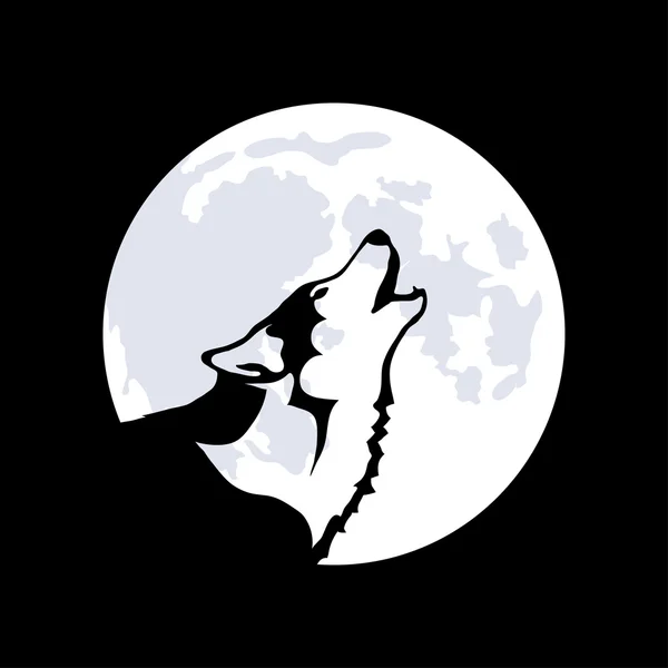 Lobo en el fondo de la luna — Vector de stock