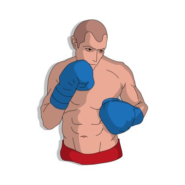 Çizilmiş boksör adam el