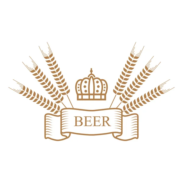 Logo voor bier met kroon en oren — Stockvector