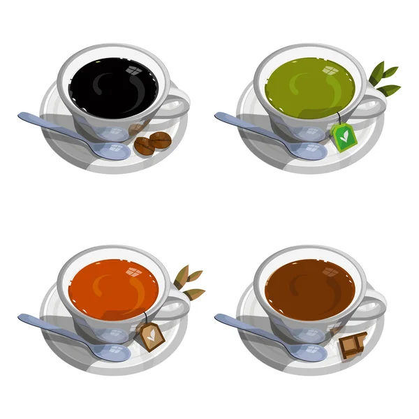Káva, horká čokoláda a čaj — Stockový vektor