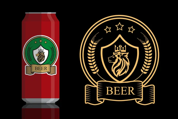Løve logo til øl – Stock-vektor