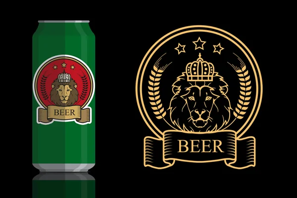 Logo de león para cerveza — Vector de stock