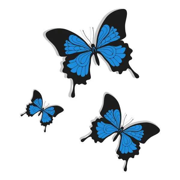 Hermosas mariposas azules — Archivo Imágenes Vectoriales