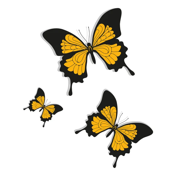 Hermosas mariposas amarillas — Archivo Imágenes Vectoriales