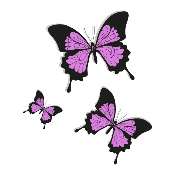 Belle farfalle viola — Vettoriale Stock